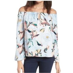 Cupcakes and Cashmere Floral Off The Shoulder Top Sz S Floral Cottagecore NWT